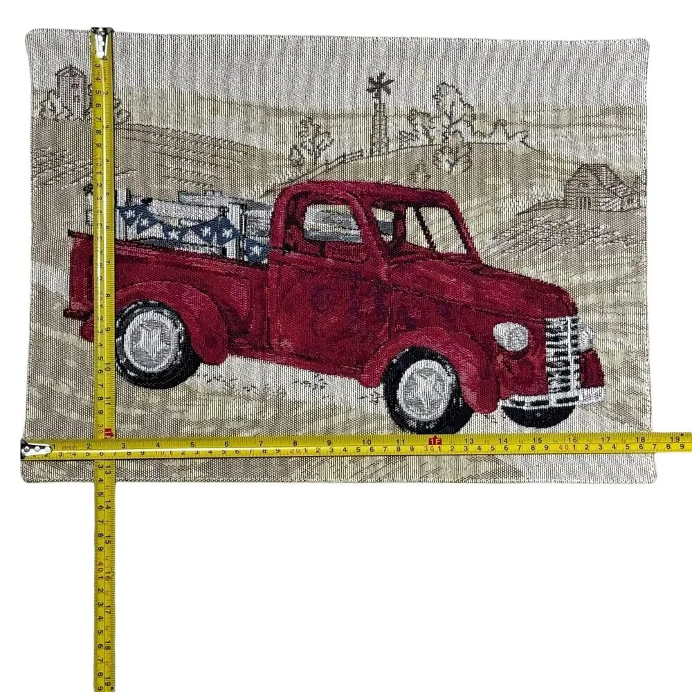 Set Of 4 Celebrate Americana Vintage Red Truck Tapestry Placemat USA 4thof July‎